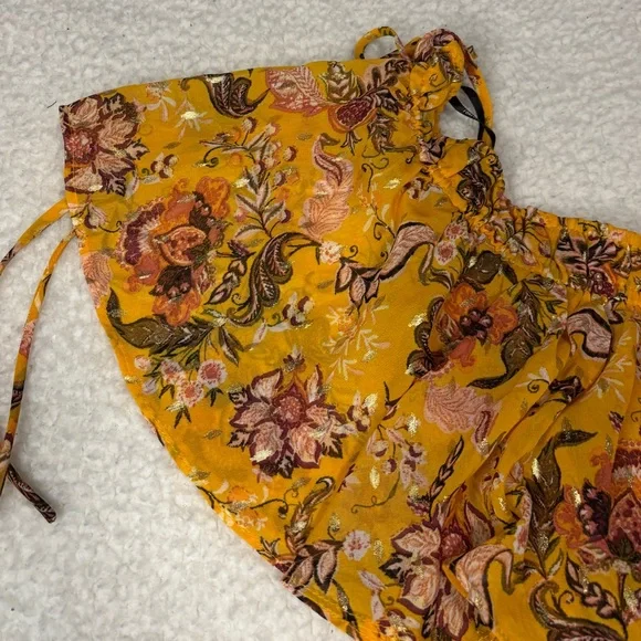 Forever 21 Women Yellow Floral Off The Shoulder Ruffle Crop Top - Picture 5 of 10